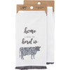 Farmhouse Themed Cotton Kitchen Dish Towel - Home Is Where The Herd Is 20x26 - Cow Design  from Primitives by Kathy