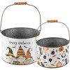 Set of 2 Metal Buckets - Happy Halloween - Gnomes  from Primitives by Kathy