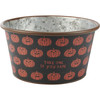 Set of 2 Orange & Black Metal Buckets With Handle - Take One If You Dare - Bats & Pumpkins Halloween from Primitives by Kathy