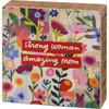 Vibrant Floral Design Strong Woman Amazing Mom Decorative Wooden Block Sign 3x3 from Primitives by Kathy