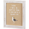 Wooden Framed Canvas Stitch Art Wall Décor Sign - Happier Than A Bird With A French Fry 11 Inch from Primitives by Kathy