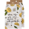 Lemon Floral Design When Life Gets Sour Sweeten It With Gratitude Cotton Kitchen Dish Towel from Primitives by Kathy
