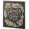 Lemon Floral Design Squeeze The Day Decorative Chalk Art Design Decorative Wooden Box Sign Décor from Primitives by Kathy