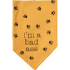 Large Yellow Pawprint Design Dog Pet Bandana (I Love To Cuddle & I'm A Bad Ass) 21x21 from Primitives by Kathy