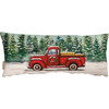 Decorative Double Sided Cotton Throw Pillow - Farm Animals Winter Parade & Red Holiday Pickup Truck 24x10 from Primitives by Kathy