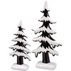 Set of 2 Decorative Ceramic Snowy Tree Figurines - Black & White from Primitives by Kathy