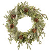 Large Decorative Artificial Wreath - Mixed Evergreen & Pinecones 28 Inch Diameter from Primitives by Kathy