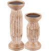 Set of 2 Decorative Wooden Carved Candle Holders - Rustic Cottage Decor from Primitives by Kathy