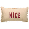 Decorative Double Sided Canvas Holiday Throw Pillow - Naughty Nice - Red & Cream 22 In x 12.5 In from Primitives by Kathy
