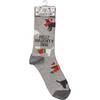 Dog Lover Holiday Themed Colorfully Printed Cotton Socks - Feliz Naughty Dog from Primitives by Kathy