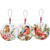 Set of 3 Hanging Wooden Christmas Ornaments - Colorful Watercolor Birds - Peace Hope Joy 4 In from Primitives by Kathy