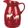 Red & White Stoneware Pitcher - Debossed Deer Design 8 Inch from Primitives by Kathy