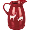 Red & White Stoneware Pitcher - Debossed Deer Design 8 Inch from Primitives by Kathy