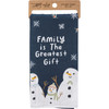 Cotton Kitchen Dish Towel - Family Is The Greatest Gift (Snowmen & Snowflakes) 20x28 from Primitives by Kathy