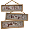 Set of 3 Decorative Metal & Wood Wall Decor Signs - Thankful Blessed Gather - 17.5 In from Primitives by Kathy