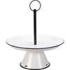 Single Tier Decorative White & Black Metal Pedestal Tray 12 Inch from Primitives by Kathy