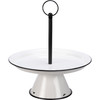 Single Tier Decorative White & Black Metal Pedestal Tray 12 Inch from Primitives by Kathy