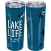 Stainless Steel Coffee Tumbler Thermos - Lake Life 'Cuz Beaches Be Salty - Blue 20 Oz from Primitives by Kathy