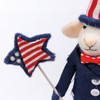 Uncle Sam Felt Mouse Figurine Holding Star Shaped American Flag - 4.75 Inch - Red White Blue from Primitives by Kathy