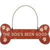 Rustic Wooden Bone Shaped Hanging Christmas Ornament - The Dog's Been Good - 6 Inch Pawprint Design from Primitives by Kathy