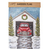 Decorative Double Sided Garden Flag - Red Truck In Wreath Adorned Garage - 12x18 Christmas Collection from Primitives by Kathy