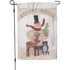 Decorative Double Sided Polyester Garden Flag - Welcome Winter 12x18 - Snowman Deer & Raccoon from Primitives by Kathy