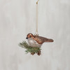 Hanging Glass Christmas Ornament - Glitter Partridge Bird On Pine Tree Branch 4 Inch from Primitives by Kathy