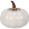 Decorative Stoneware Glazed White Pumpkin Figurine - 6 In x 5.25 In - Fall & Harvest Collection from Primitives by Kathy