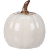 Decorative Tall White Glaze Stoneware Pumpkin Figurine - 6.25 In x 6.75 In - Fall & Harvest Collection from Primitives by Kathy