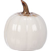 Decorative Tall White Glaze Stoneware Pumpkin Figurine - 6.25 In x 6.75 In - Fall & Harvest Collection from Primitives by Kathy