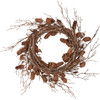 Decorative Artificial Wreath - Pinecones & Cotton (Frosty Finish) 18 In Diameter - from Primitives by Kathy