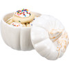 Decorative White Glaze Pumpkin Shaped Treat Cookie Jar - 6 Inch - Fall & Harvest Collection from Primitives by Kathy