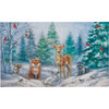 Decorative Entrayway Door Mat Area Rug - Winter Woods Animal Family & Cardinals 34x20 from Primitives by Kathy