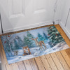 Decorative Entrayway Door Mat Area Rug - Winter Woods Animal Family & Cardinals 34x20 from Primitives by Kathy