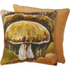 Decorative Velvet & Cotton Throw Pillow - Autumn Mushroom 20x20 - Fall & Harvest Collection from Primitives by Kathy