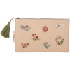 Cotton Linen Double Sided Zipper Pouch Handbag - Napping Fox & Floral Mushrooms from Primitives by Kathy