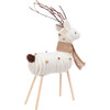 Set of 2 Decorative Standing Deer Figurines - Cream With Scarf & Tree Branch Antlers from Primitives by Kathy