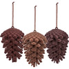 Set of 3 Decorative Hanging Christmas Ornaments - Brown Pinecones 3x4 from Primitives by Kathy