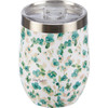 Stainless Steel Wine Tumbler Thermos - Mint Green Floral Design 12 Oz from Primitives by Kathy