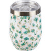 Stainless Steel Wine Tumbler Thermos - Mint Green Floral Design 12 Oz from Primitives by Kathy