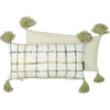 Decorative Cotton Throw PIllow - Green & White Spring Plaid With Tassels 16x8 from Primitives by Kathy