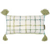 Decorative Cotton Throw PIllow - Green & White Spring Plaid With Tassels 16x8 from Primitives by Kathy