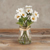 Decorative Glass Vase With Artificial Flowers - White Daisies 7 Inch from Primitives by Kathy