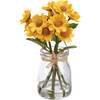 Decorative Glass Vase With Artificial Flowers - Yellow Daisies 7 Inch from Primitives by Kathy