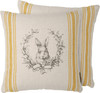 Decorative Cotton Throw Pillow - Floral Rabbit Crest Design - Striped 15x15 from Primitives by Kathy