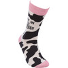 Colorfully Printed Cotton Socks - Dairy Cow Themed Not In The Mooood from Primitives by Kathy