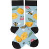 Colorfully Printed Cotton Socks - Lemons Bumblebees & Flowers from Primitives by Kathy
