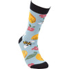 Colorfully Printed Cotton Socks - Lemons Bumblebees & Flowers from Primitives by Kathy