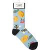 Colorfully Printed Cotton Socks - Lemons Bumblebees & Flowers from Primitives by Kathy