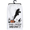 Cotton Kitchen Dish Towel - You're Creepin' Meowt - Cats & Jack O Lantern 28x28 from Primitives by Kathy